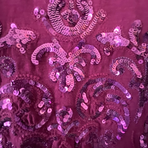 Style & Co. Women's Plum 3/4 Sleeve Scoop neck Sequin Front Tee Size XL - Picture 2 of 4